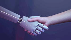 Robot Handshake Human Background Futuristic Digital Age