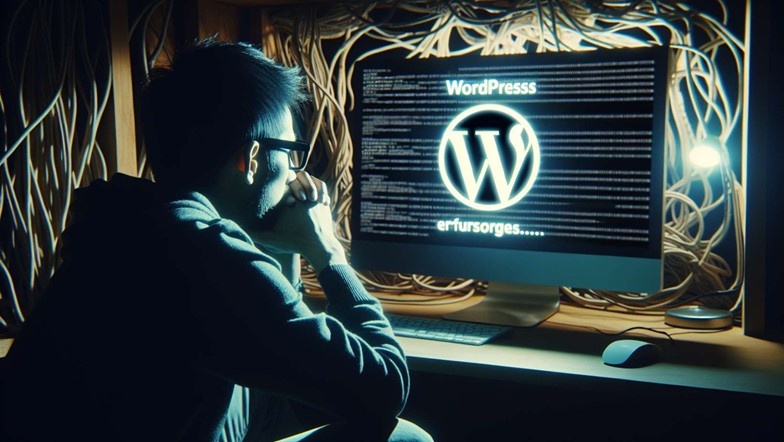 Illustration of a person facing login issues with WordPress