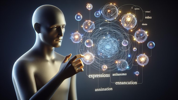 An artistic representation of enhancing text animations with expressions