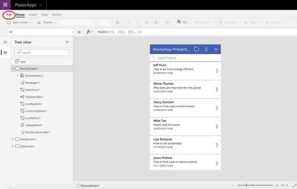 Publishing in PowerApps