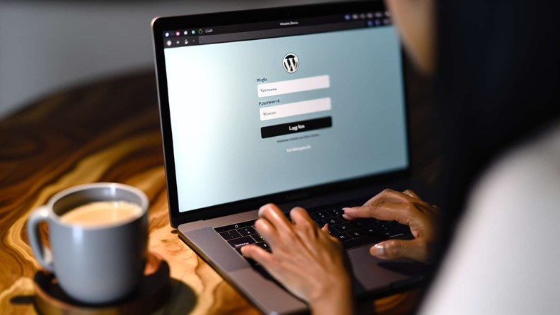 Photo of a person entering login credentials on the WordPress login page