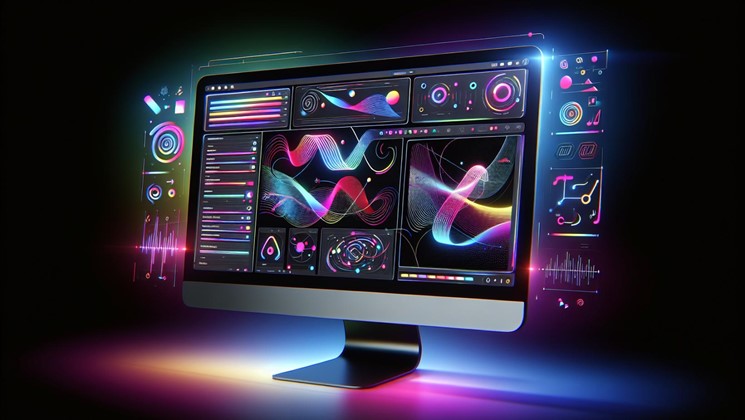 An illustration of a computer screen with Adobe After Effects software open