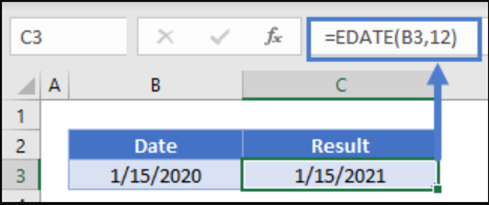 How can you add 1 year to a date in Excel